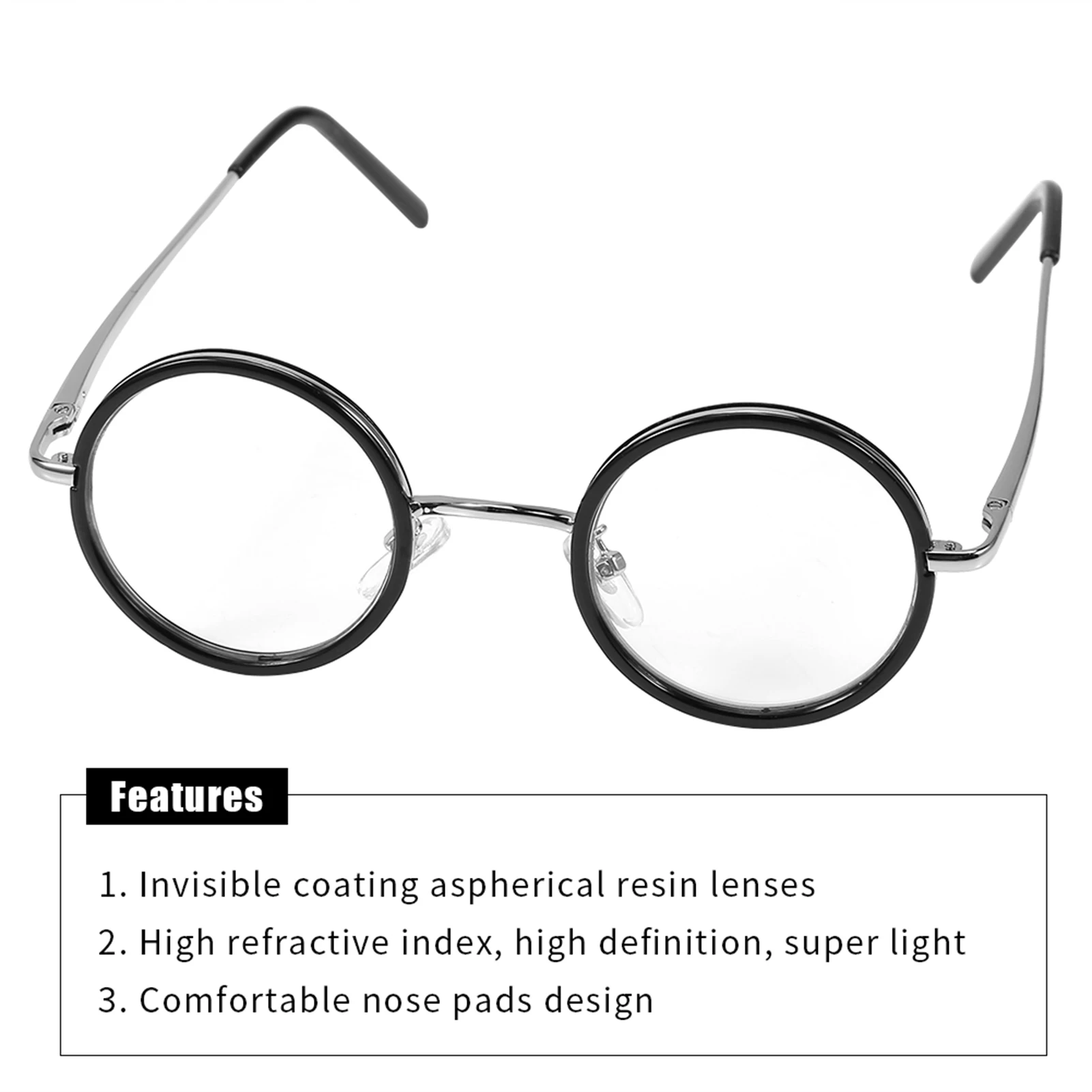 Presbyopic reading glasses Retro Round Resin Lightweight Magnifying Presbyopic Reading Glasses Fatigue Relieve Strength