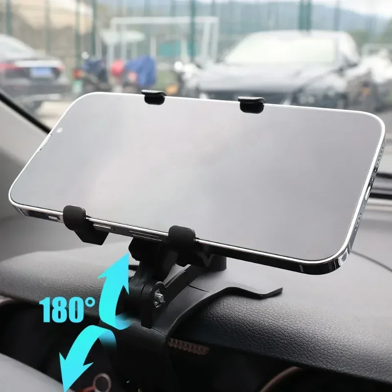 Dashboard Car Phone Holder ABS Mobile Phone Sun Visor Holder Auto Rear View Mirror Phone Support 360 Degree Rotation Accessories