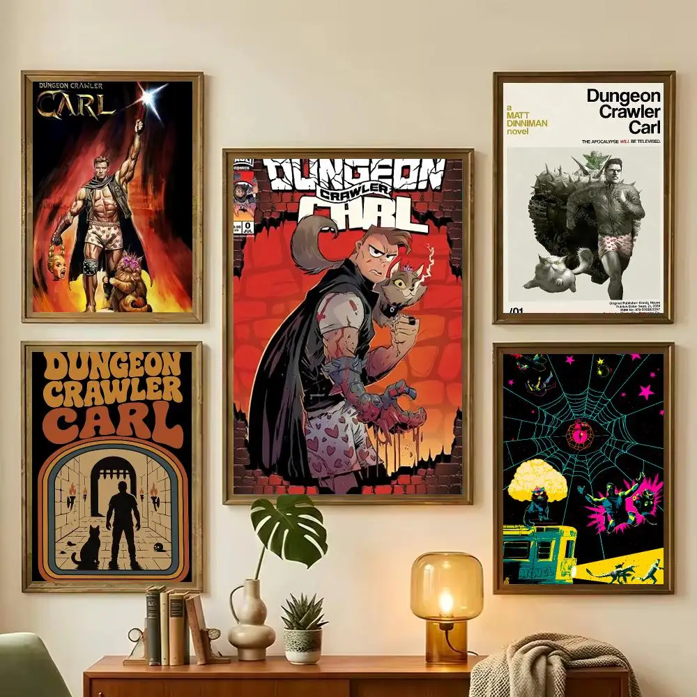 Retro Dungeon Crawler Carl Painting Calligraphy Stylish Wall Art Poster, Bedroom Living Room Home Decor Gift