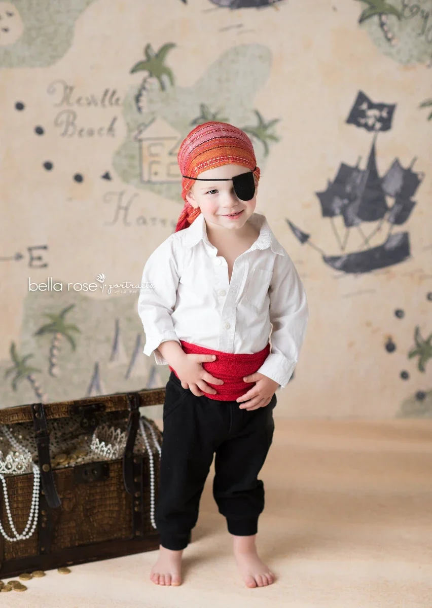 Treasure Island Backdrops Boy Portrait Props Kids Baby Cake Smash Photography Birthday Party Child Sports Background