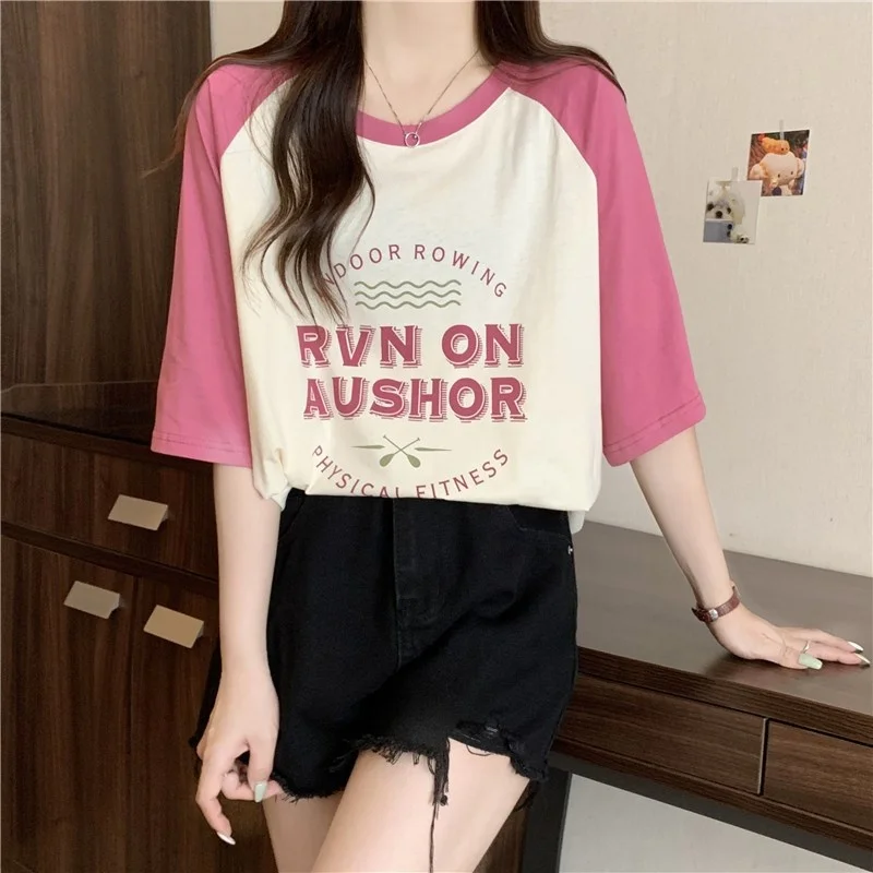 Large Size Women's Summer Cotton T-irt Relaxed oulder Cutouts Print ort Sve Casual Comfortable Fit Tee