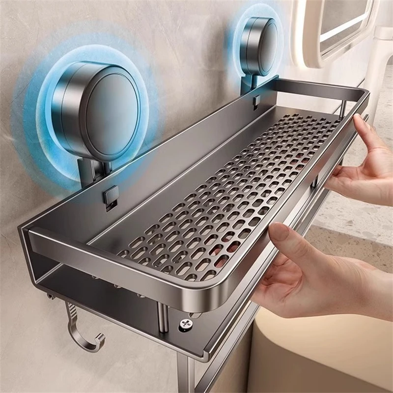 Kein Bohren Badezimmer Saugnapf Lagerregal Lagerregal Badezimmer Perforationsfrei Wandbehang Eitelkeit Toilette Dreieckskorb