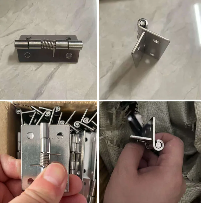 4/10/20pcs Self Closing Spring Loaded Door Hinge With Screws Automatic Rebound Hinge For Cabinet Door 304 Stainless Steel