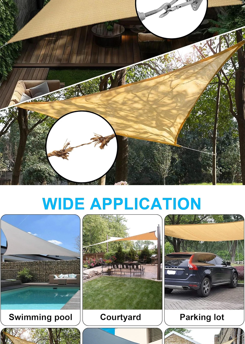Edelstahl-Sonnensegel-Montage-Set, Hochleistungs-Campingzelt-Hardware-Kit für die Befestigung von Sonnenschutz im Haus- und Gartenbereich. – Detail 6