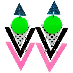 FIshSheep Trendy Acrylic Glitter Long Triangle Dangle Earring for Women Geometric Spliced Big Hanging Drop Earring Jewelry Gifts