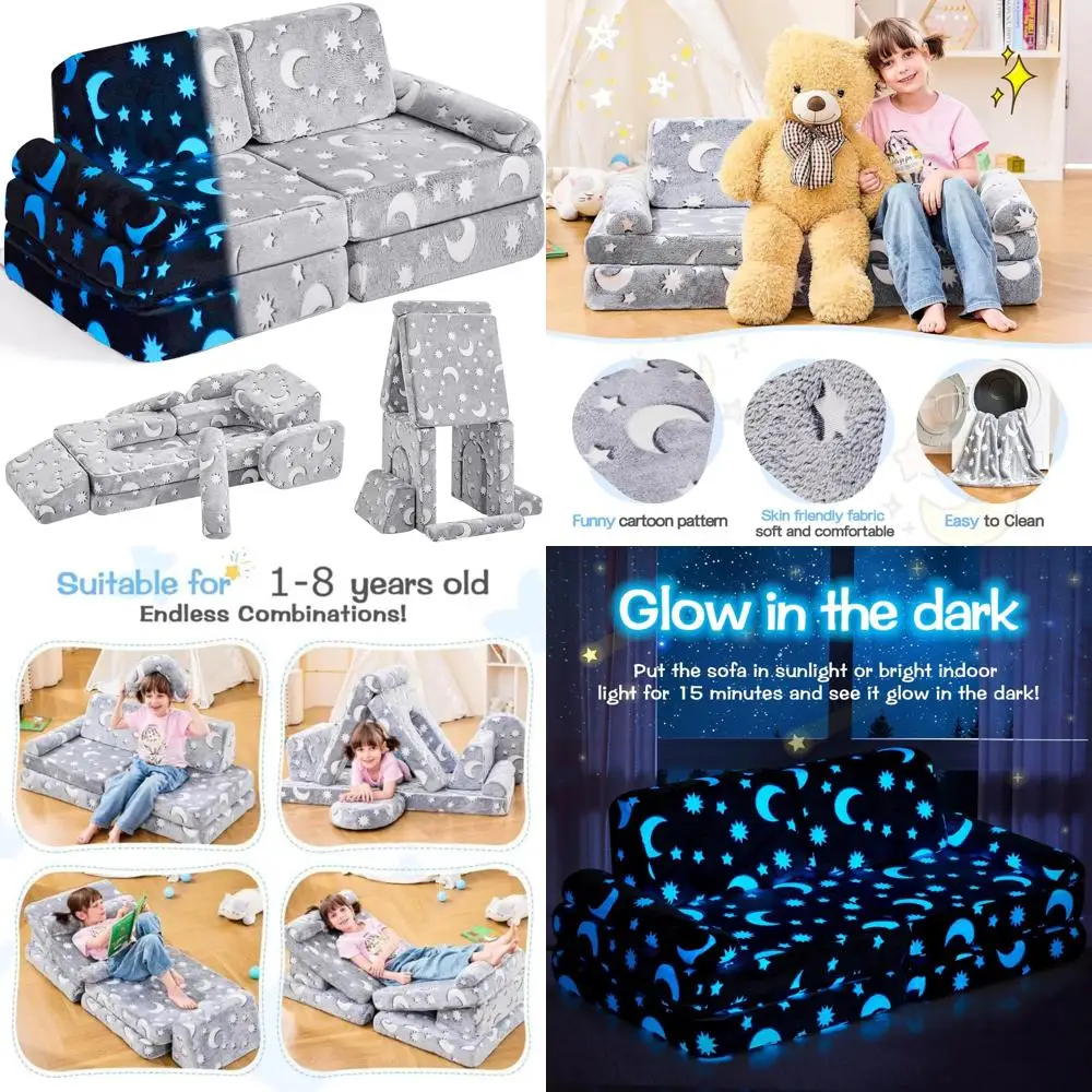 

Children's Convertible Play Couch, Toddler Sofa, Kid's Sectional Sofa, Bedroom and Playroom Furniture, Ideal for Toddlers, Versa