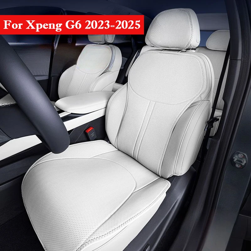 Car Seat Cushion for Xpeng G6 2023-2025 Leather Breathable Cover Interior Accessories Semi-wrapped Ventilated Four-season Pad