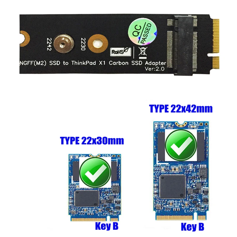 M.2 NGFF SATA-Bus KEY B SSD HDD Adapter Raiser 20 + 6 Pin SSD Converter Card for Lenovo Thinkpad X1 Carbon Support 2230 2242 M.2