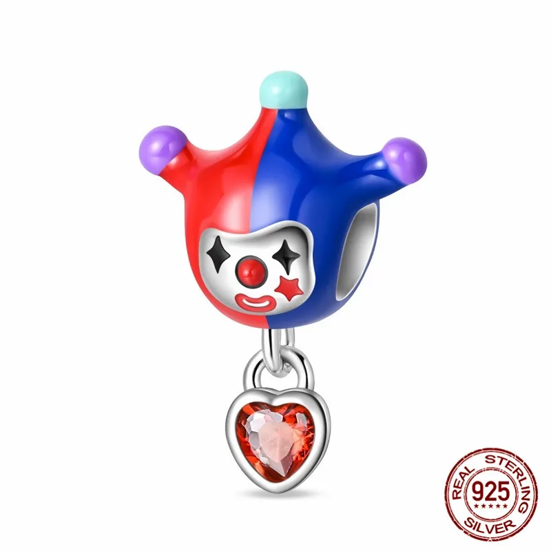 

925 Sterling Silver Charming Clown Pendant Bead Inlaid with Zircon Paired with an Original Bracelet DIY Womens Jewelry