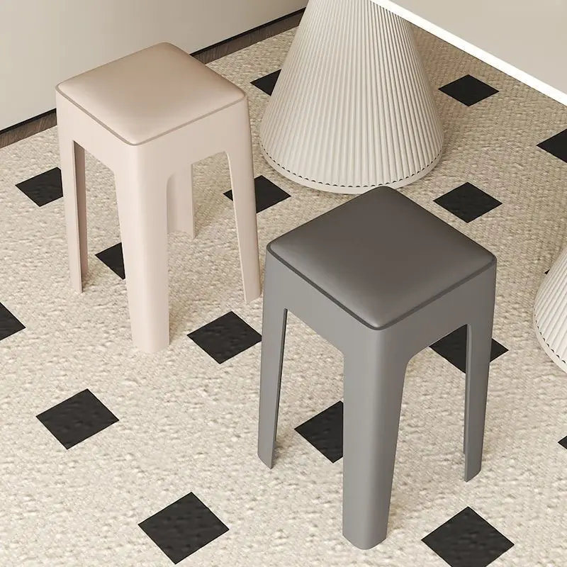 Plastic Household Sturdy And Durable Dining Stool Soft Bag Simple Storage Dining Table Stool Makeup Stool