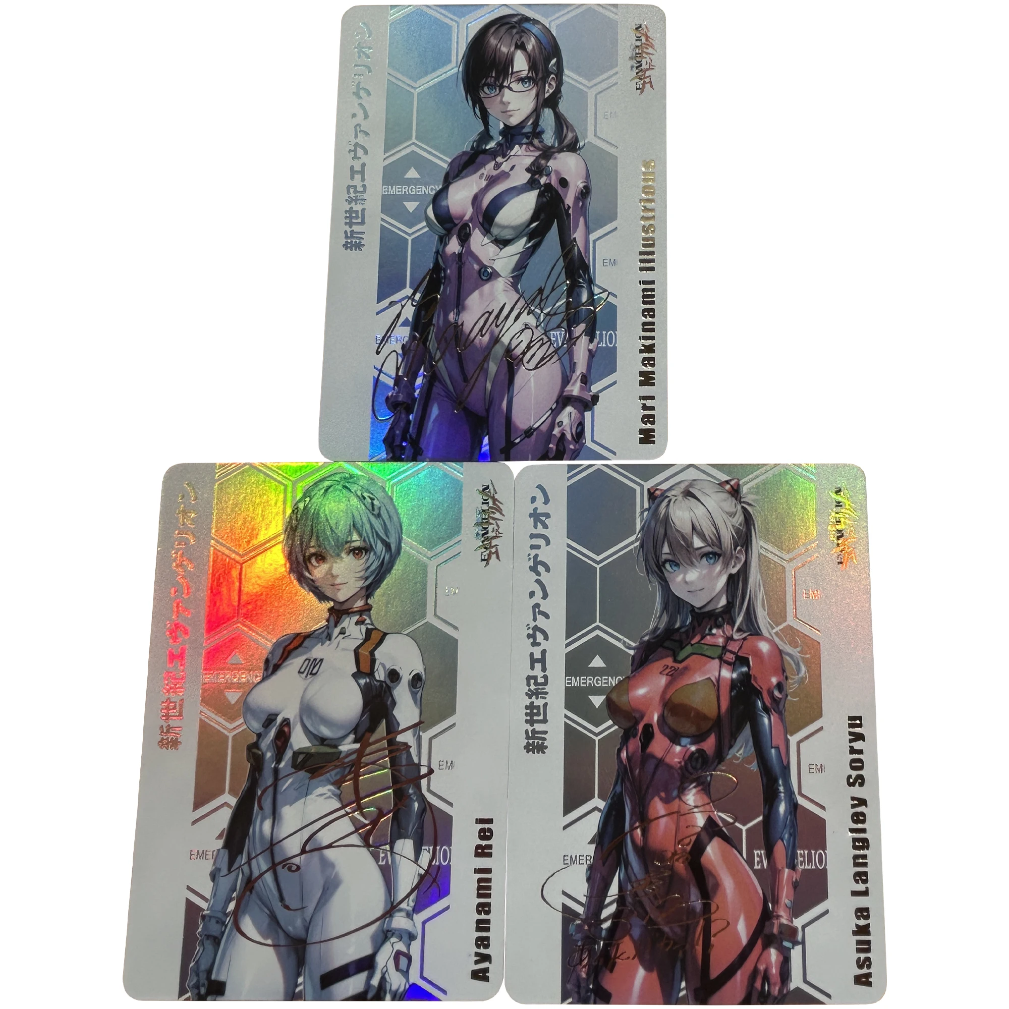 

Diy 3Pcs/set Ayanami Rei Asuka Color Flash Card ACG Classic Game Anime Collection Card Gift Toy