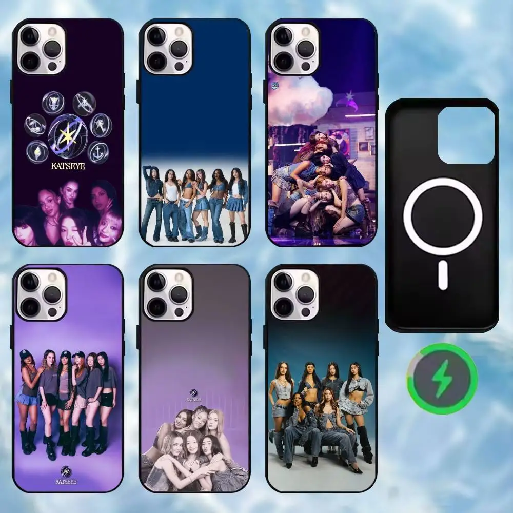 

Hot Group Music K-KATSEYE Phone Case For iPhone17,16,15,14,13,12,11 Max Black Wireless Charging Protecitve Cover