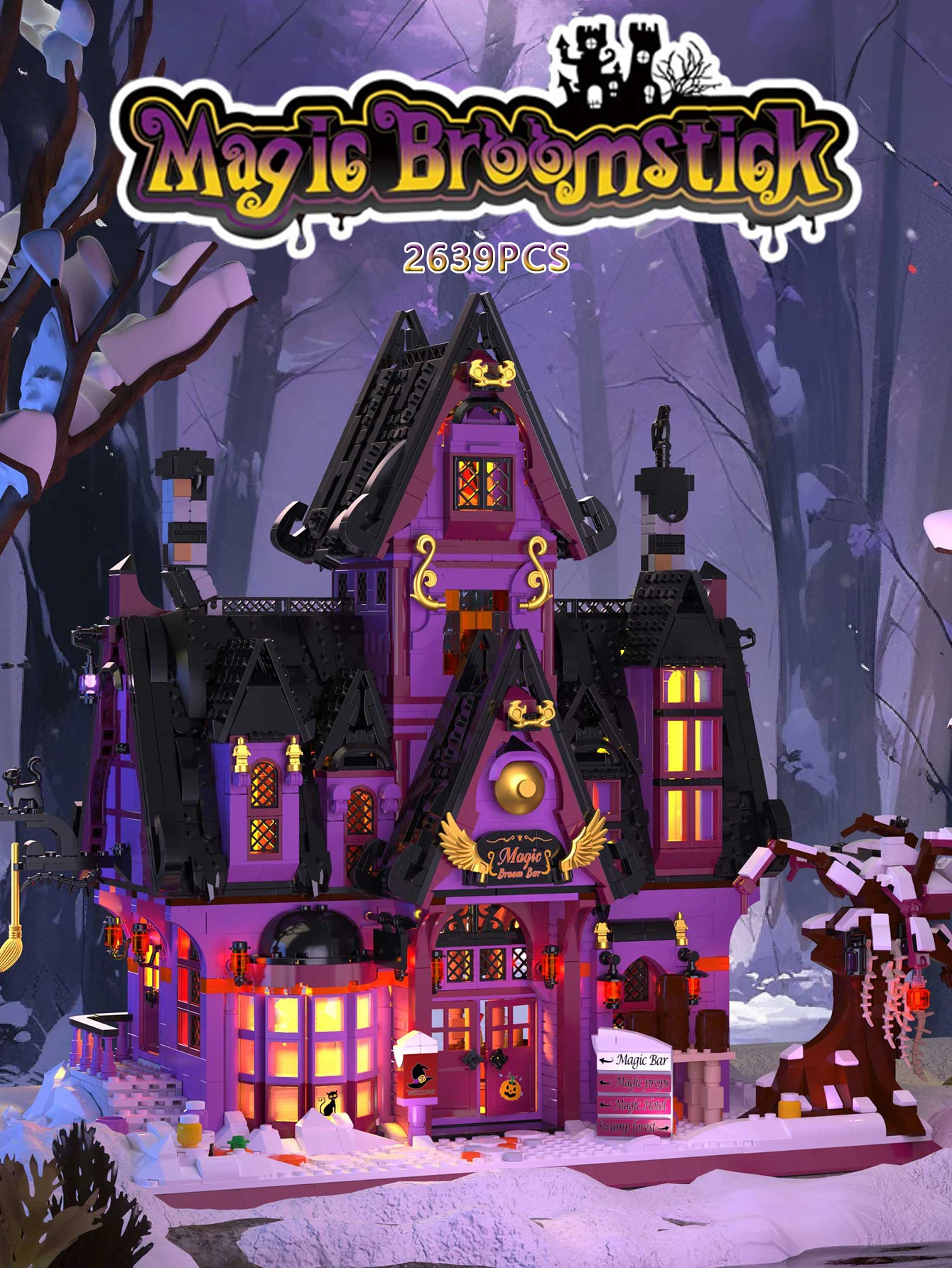 

2639 building blocks -Halloween Special Offer - Dark purple theme magic pub - Boy and girl - Birthday gift building toy set