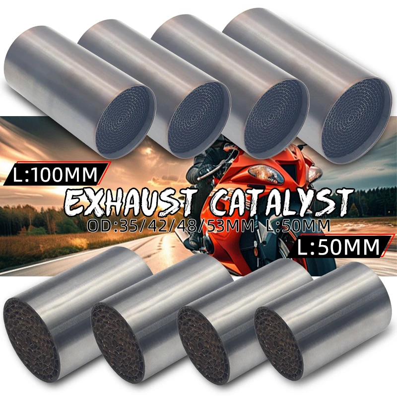 Universal Catalyst Motorcycle Exhaust Link Pipe Catalystic Modified Cut Weld Muffler OD 35/42/48/53mm L:100MM EURO 1