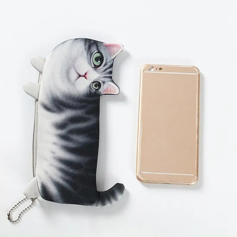 Cat Pencil Case For Girls Simulation Cute Cat Stationery Bag Creative Junior School Students Students's Stationery Organizer Bag