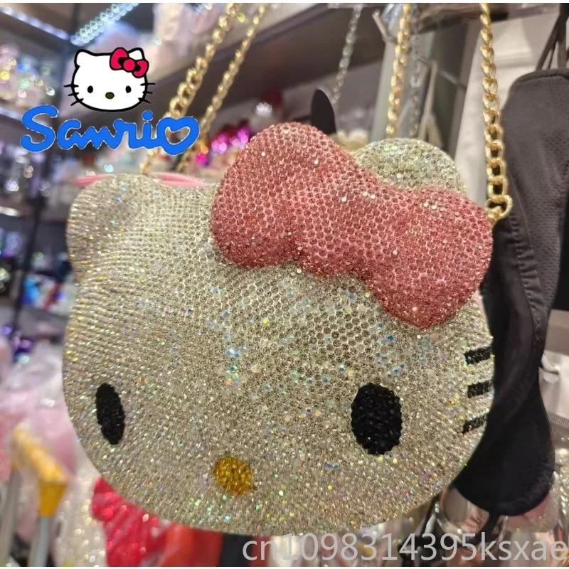 

Hello Kitty Shoulder Bag Diamond Purse Handbag for Girls Cute Fashion Handmade Luxury Sparkling Evening Party Daily Use