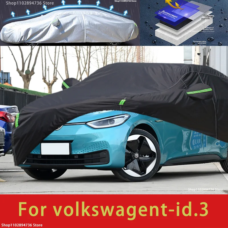 

For Volkswagen ID.3 Fit Outdoor Protection Car Covers Snow Cover Sunshade Waterproof Dustproof Exterior black car cover