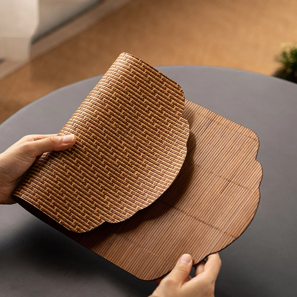 

Retro Bamboo Tea Mat Breathable Decorative Tea Table Runner Placemat Heat Resistant Desktop Protection Mat