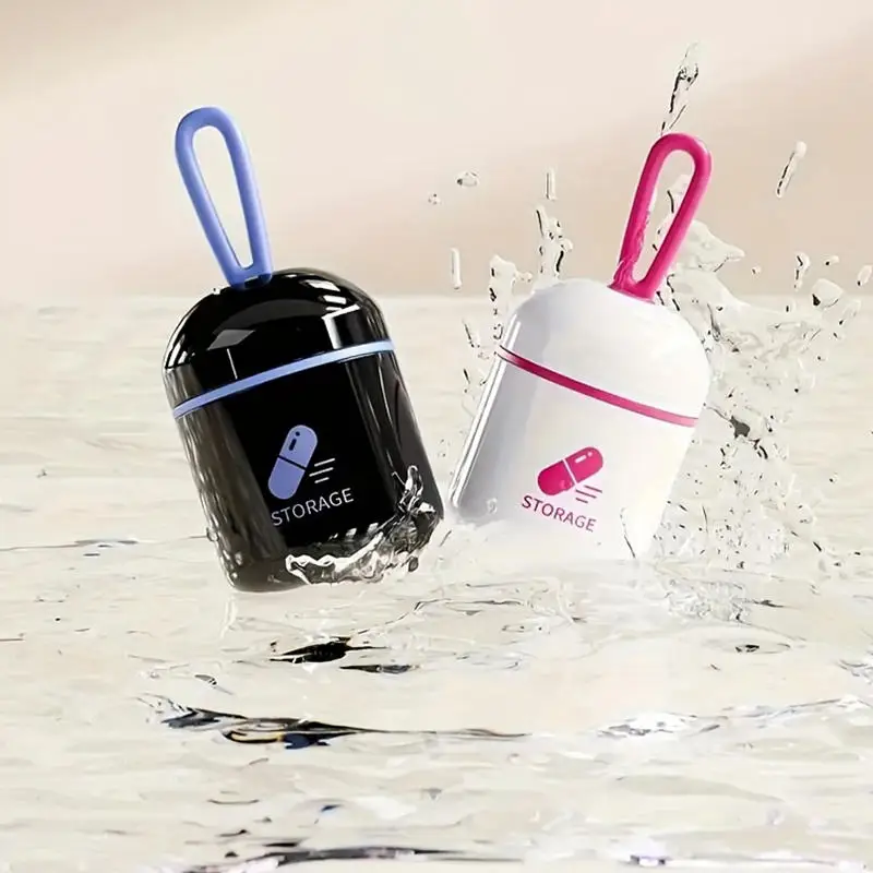 قطعة واحدة من صندوق الأدوية الصغير - صغير الحجم ومريح ومقاوم للماء والرطوبة - صندوق تخزين حبوب الدواء المنزلي