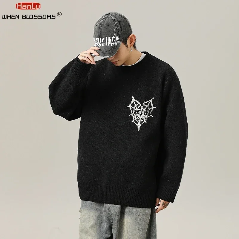 

Thick and warm graffiti casual knitted brocade sweater autumn and winter trendy street loose lazy style pullover unisex sweater