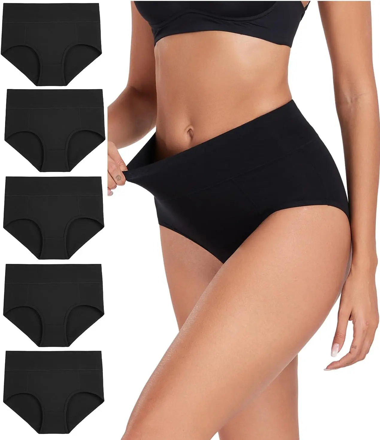 

Женское хлопковое нижнее белье, эластичные трусы с высокой талией, мягкие трусики, женские трусы с полным покрытием, 5 шт.