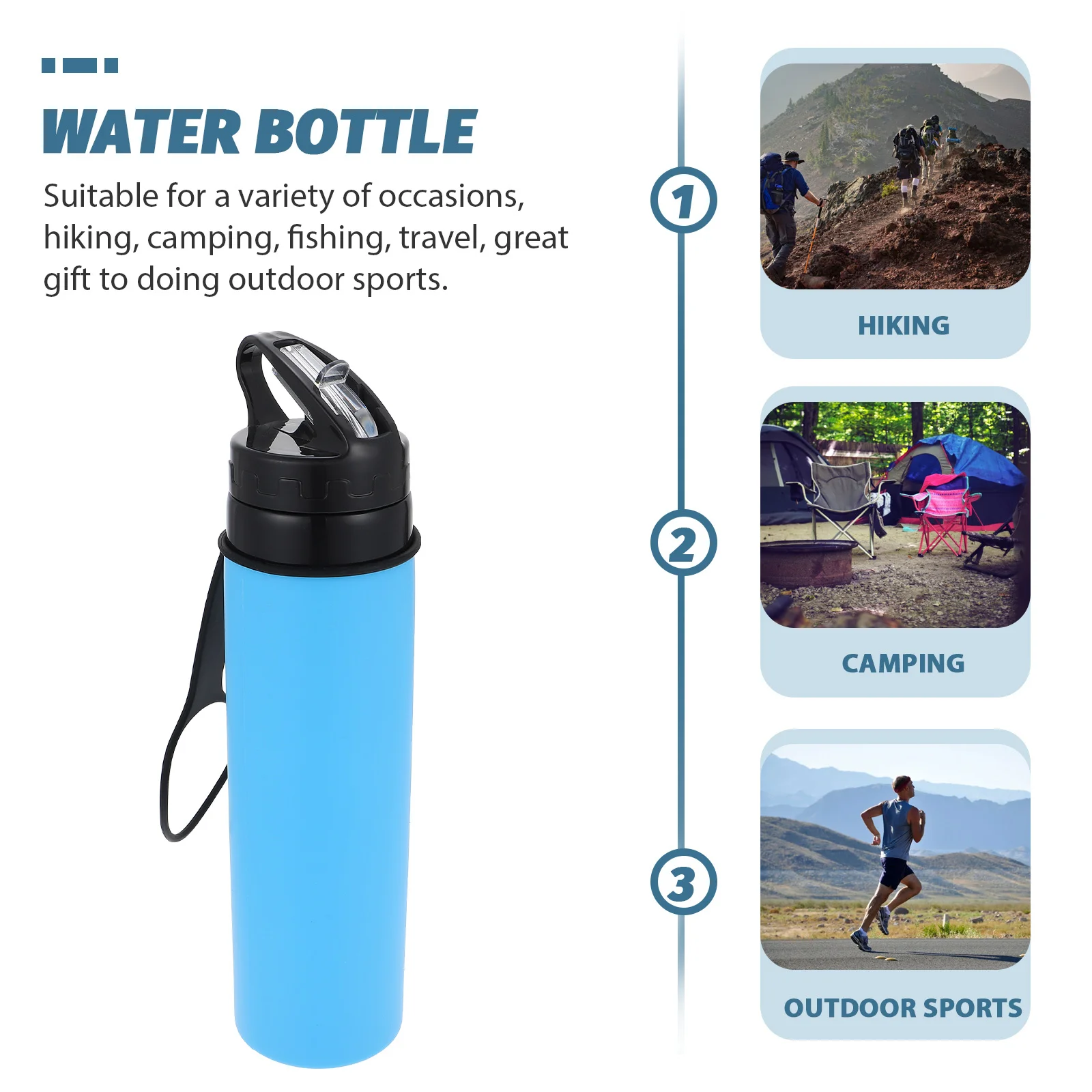 

Sports Water Bottle 600Ml Large Capacity Portable Fitness Bottle For Outdoor Hiking Camping Travel Gym Use
