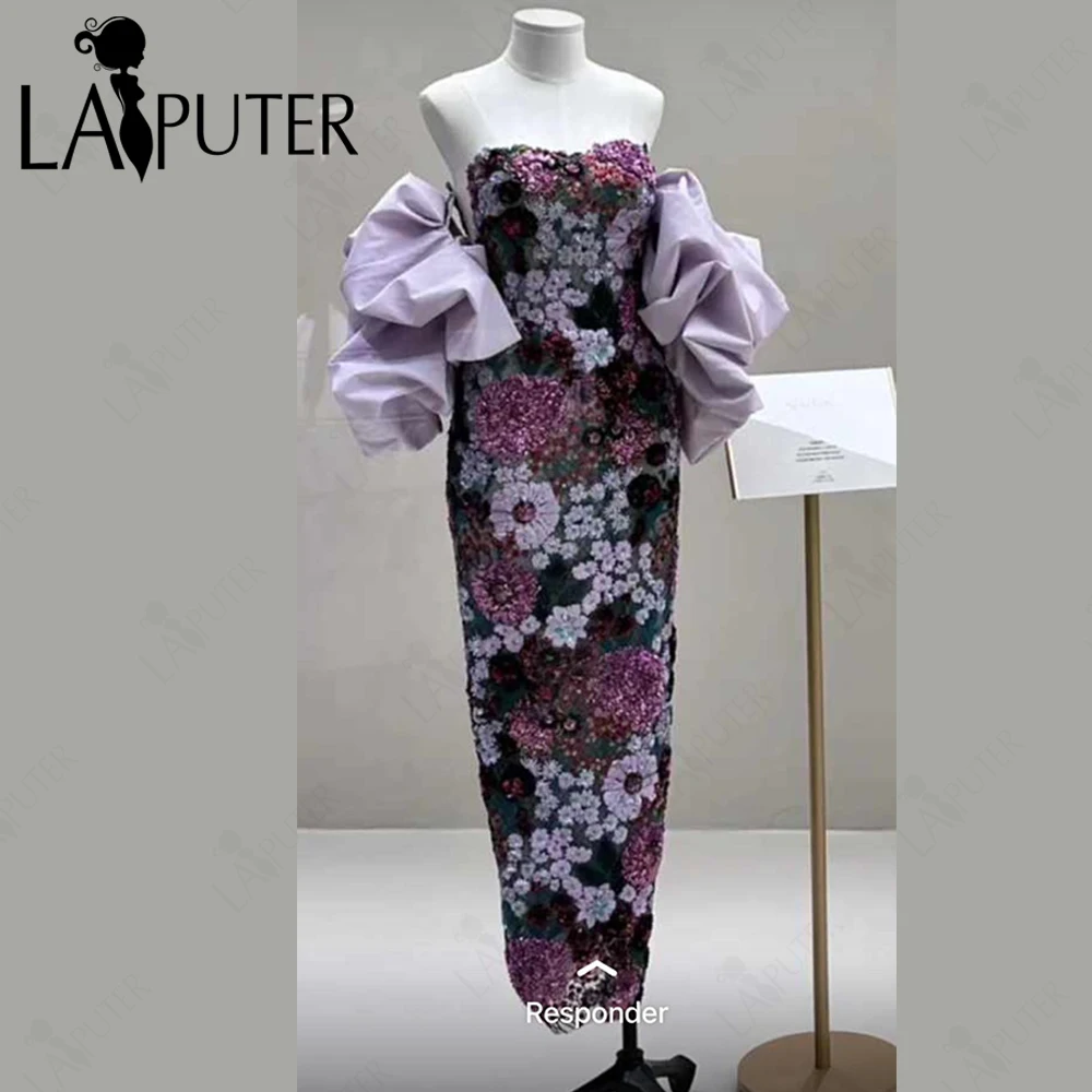 LAIPUTER Colorful Flowers Grape Sequin Column Prom Dresses Off Shoulder Ankle Length Evening Gowns Client Payment Link