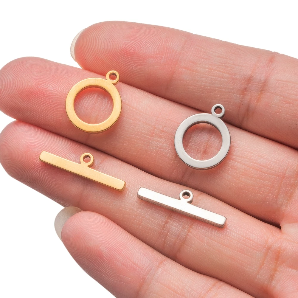 5sets Stainless Steel Gold OT Clasps Bracelets Toggle Hook Connectors for Jewelry Making DIY Necklace Bracelet Supplies No Fade