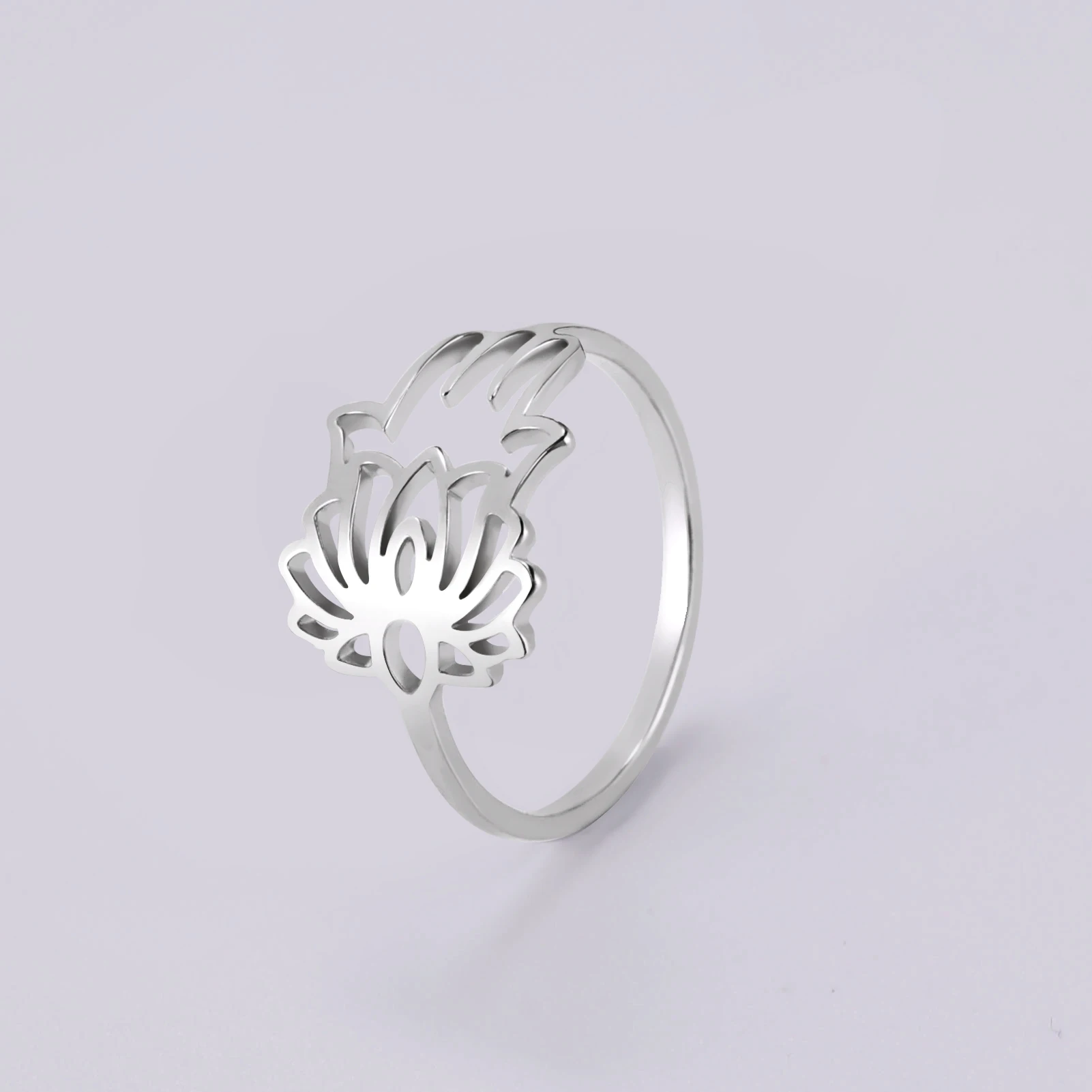 Kkjoy Damenringe, silberfarben, Hamsa, Hand der Fatima, Edelstahl, weibliche Persönlichkeit, hohler Schmuck, Accessoires, Mädchen-Geschenk – Detail 19