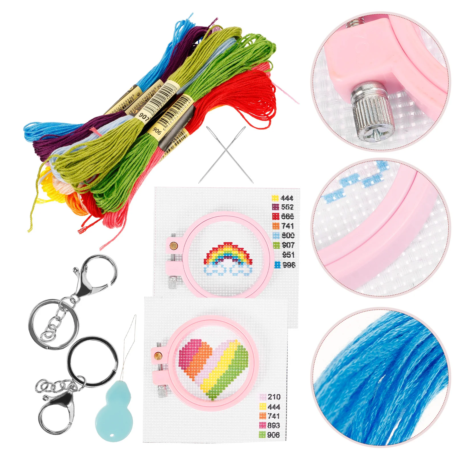 

2Sets Kids Cross Stitch Kit Creative Embroidery Floss Set for Handmade Craft Decorations Cross Stitch Stamped Kits