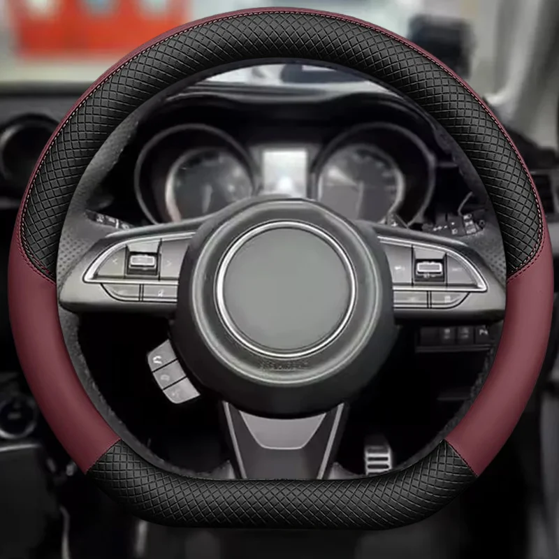 Leather Hand-sewing Steering Wheel Cover For Suzuki Jimny Sierra Swift Sport Teszt Baleno 2018-2022 Funda Volante