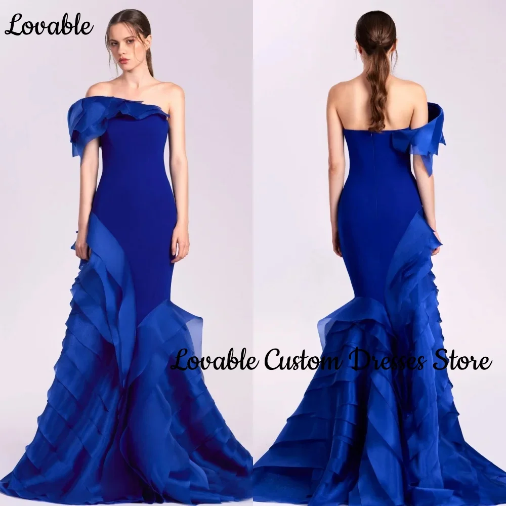 Customized Prom Dresses 2025 Mermaid Off-The-Shoulder Neckline Floor-Length Ruffle Zipper Up Sleeveless Dress Women Elegant