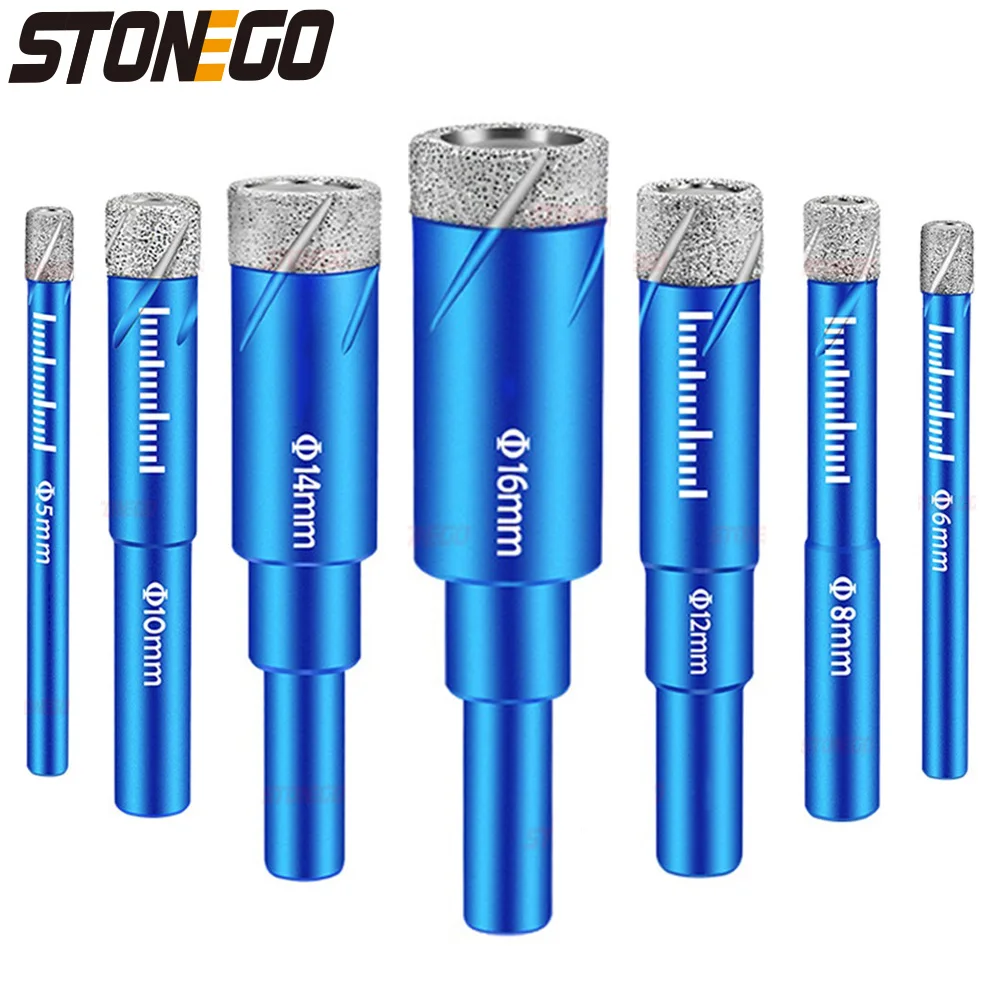 STONEGO Multifunction Dry Drill Bit for Marble, Brick, Granite, and Glass - Brazed, 1PC, 5-16mm Open Hole Sizes