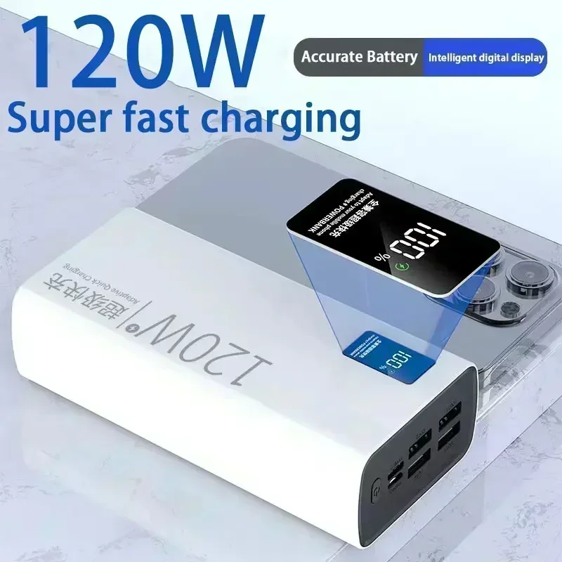 200000mAh Power Bank 120W Super Fast Charging 100% Sufficient Capacity Portable Battery Charger For iPhone Xiaomi Huawei