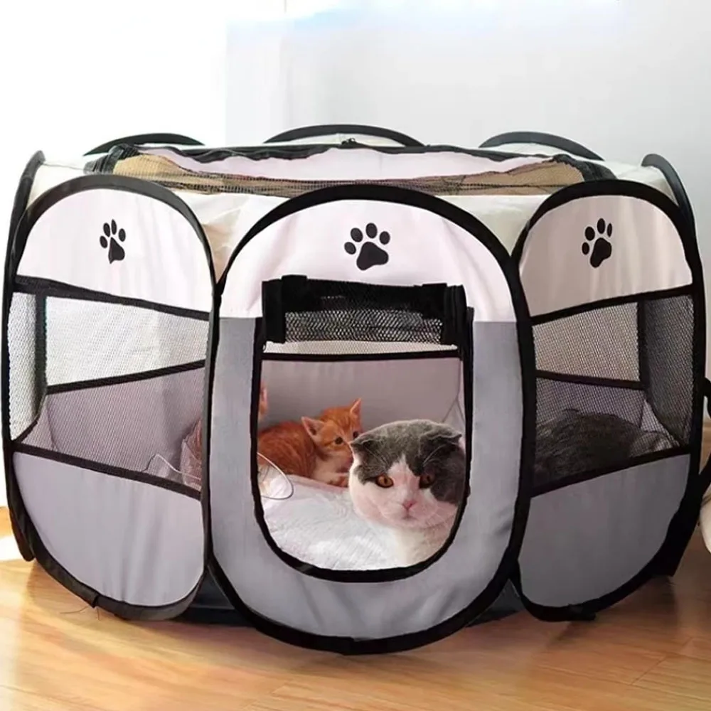 Portable Foldable Pet Tent Kennel Octagonal Fence Puppy Shelter Easy To Use Outdoor Easy Operation Large Dog Cages Cat Fences