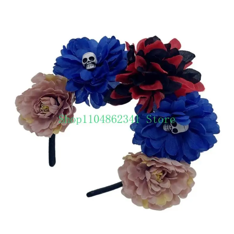 5ASD مصنوعة يدويًا روز ساحرة أزياء جمجمة الحفلات القديسين تلعب دور الرأس #5