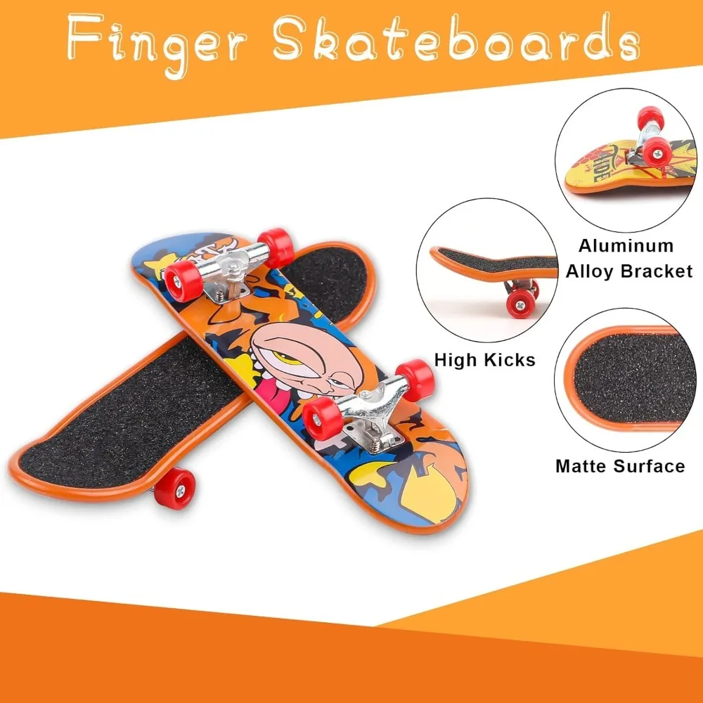 Mini Finger Skateboard for Kids and Adults, Random Designs for Finger Coordination Training, Stress Relief and Party Favors