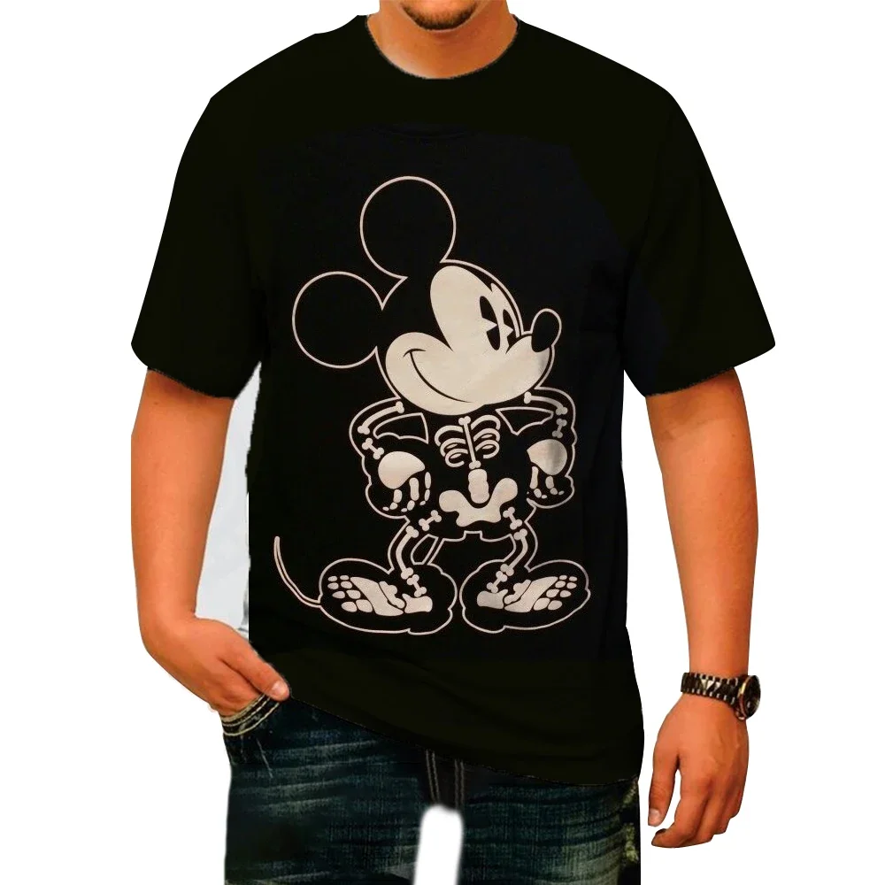 2024 new trend brand Mickey Mouse print boys summer Harajuku casual all-match fashion men\'s round neck short-sleeved T-shirt