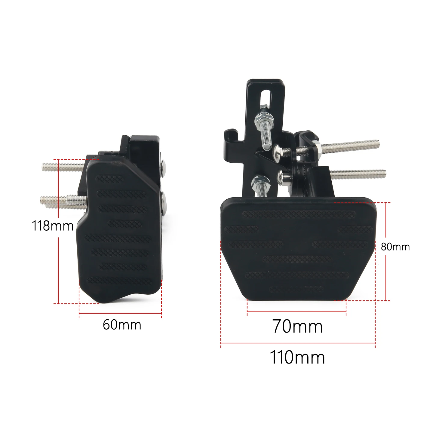 Pedal Extension Pad for Brake & Throttle, 1.2-3.5in Anti-Slip Metal Design