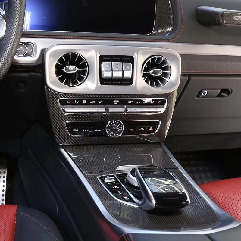 For Mercedes Benz G Class W463 2019-2022 Car Center Console Decorative Frame Sticker Real Carbon Fiber Interior Accessories