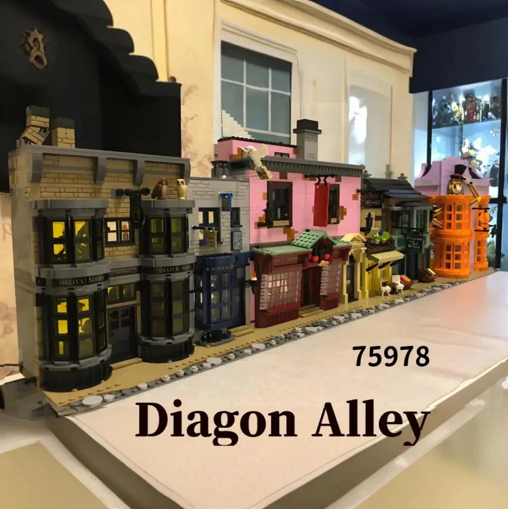 

5544 Pcs Juego de películas Harry Wizarding World Shops Diagon Alley 75978 modelo de bloques de construcción juguete regalos de
