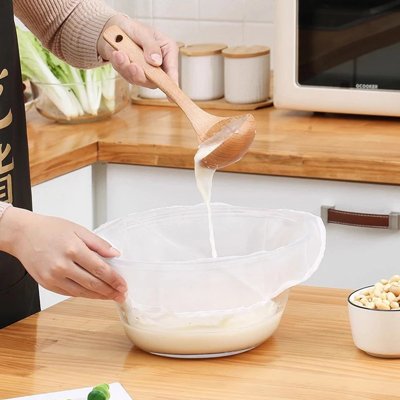 @*Reusable Nylon Filter Bag Fine Mesh for Soy Milk, Nut Milk, Coffee & Broth Easy to Clean, Durable Kitchen Straining Tool
