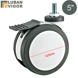 5 inch Medical caster wheel With Bearing load 150kg M12 M16 screw Mute Wearable For Nursing bed Medical equipment