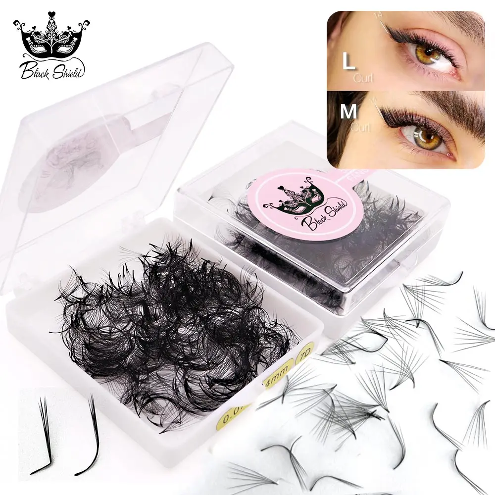500 Fächerwimpern, lose Wimpernbüschel, L-Curl, M-Curl, vorgefertigte Volumen-Fächerwimpern, vorgefertigte Wimpern-Fächer mit spitzer Basis, vorgefertigte Wimpernverlängerungen