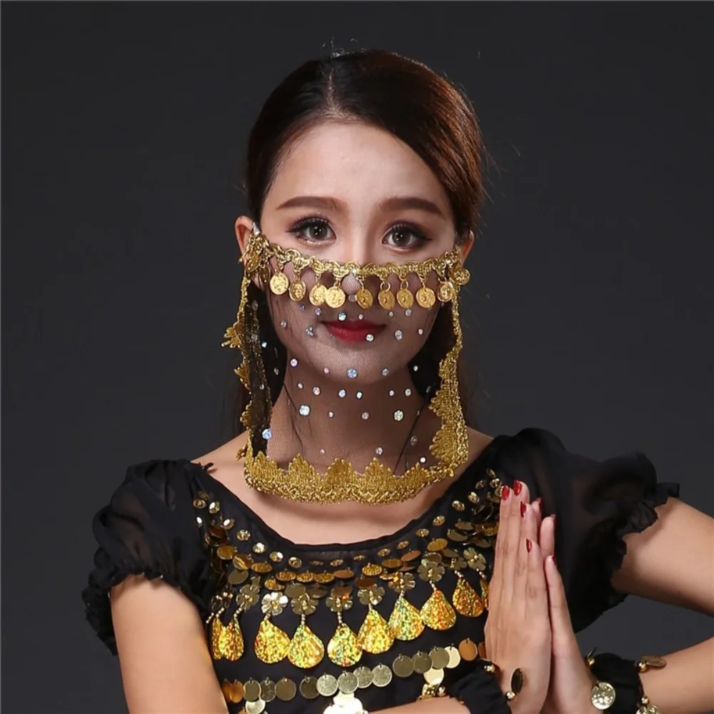 

New Sequins Belly Dance Veil Multiple Colors Polyester Indian Dance Danging Veil Dance Dress Women