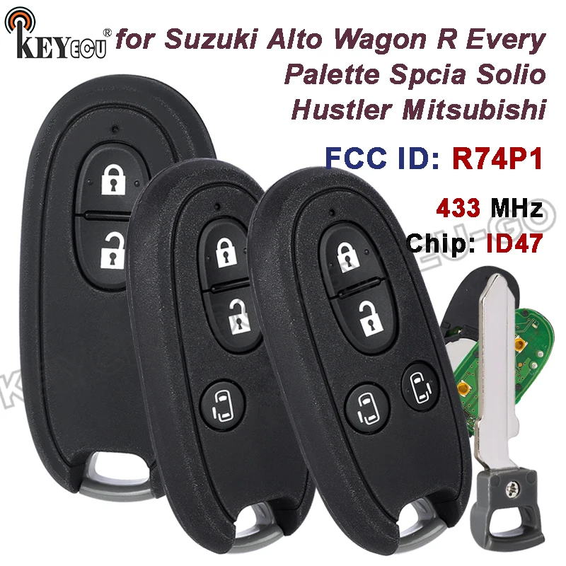 

KEYECU 315MHz ID47 Chip R74P1 for Suzuki Alto Every Wagon R Palette Spcia Solio Hustler Mitsubishi Original Smart Remote Key Fob