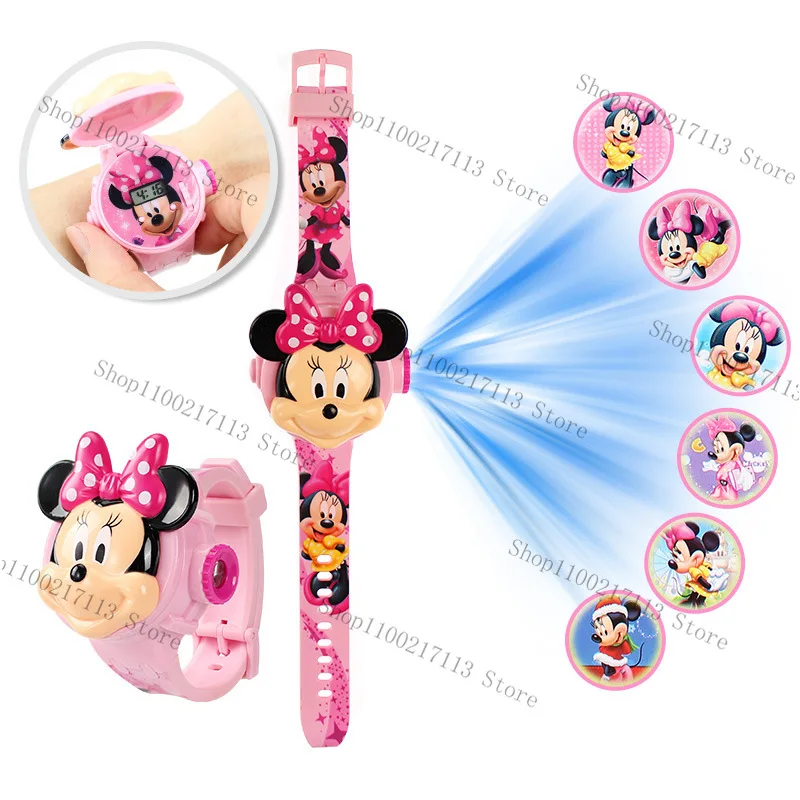 Disney-Montre électronique Minnie Frozen pour enfants, personnages de dessins animés, Spider-Man, Iron Man, jouet de projection, cadeaux d'anniversaire pour enfants