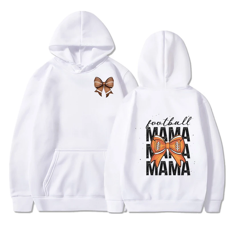 

Football Mama Print Streetwear Hooded Women Aesthetics Bow Rugby Lover Sportwear Female Loose Long Sleeve Y2K Hoodies Sweatshirt