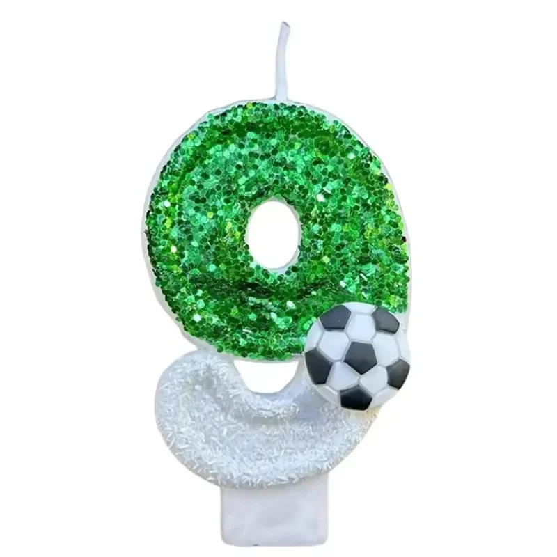 Nieuwe 0-9 nummer verjaardagskaarsen originele twee kleuren geleidelijke verandering voetbalstijl verjaardagstaart digitale feestkaarsen decoratie