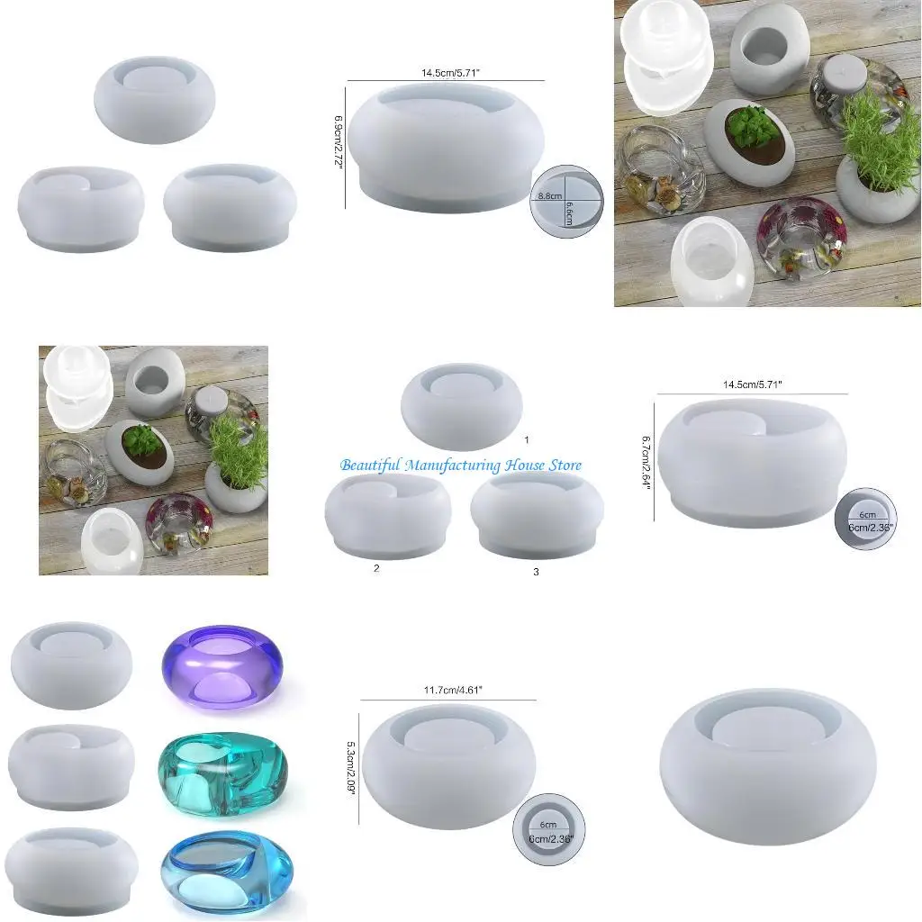 

E56A Tealight Holder Resin Molds Round Flat Round Pebbles Resin Epoxy Molds